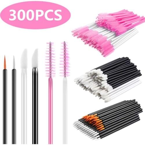 Disposable makeup brush kit-100 lip applicators, 100 mascara sticks, 100 eyeliner brushes, 300 makeup brushes, 6 styles