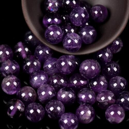 Natural Amethyst Stone Round Gemstone Loose Spacer Bead For Jewelry Making 4/6/8/10/12mm DIY Bracelet Necklace