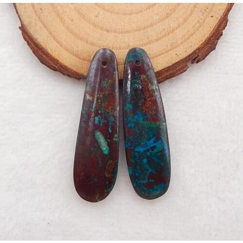 Natural Chrysocolla Fashion Women Earring Beads For DIY Earring Making 42x12x5mm，10.6g