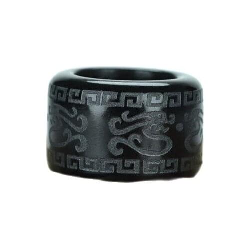 Natural Xinjiang Hetian jade sapphire domineering finger imitation frosted jade ring mens finger