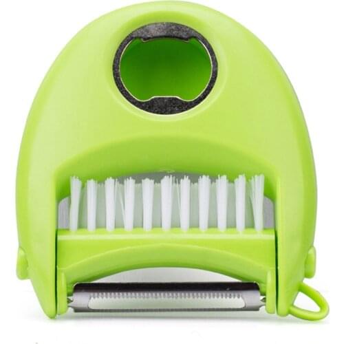 3 In 1 Vegetable Peeler Cutter Potato Peeler Vegetable Fruit turnip Slicer Cutter Bottle Opener With Cleaning Brush KC1349