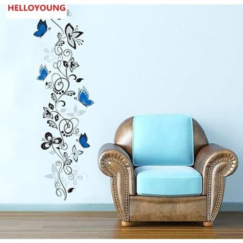 QT-0070 DIY Wall Sticker Black Flower Vine Wallpapers Art Mural Waterproof Bedroom Removable Wall Stickers Home Decor Backdrop