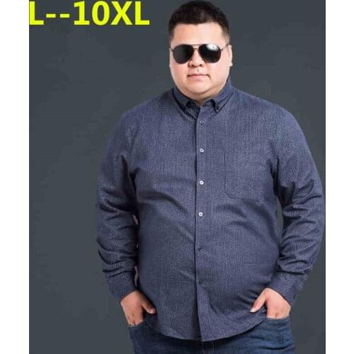 7XL Plus Size 8XL 6XL 5XL Long Sleeve Shirts Cotton Formal Dress Male Fashion Slim Fit Striped Casual Shirt Men