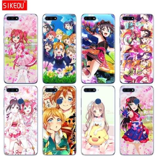 Silicone Cover Phone Case For Huawei Honor 7A PRO 7C Y5 Y6 Y7 Y9 2017 2018 Prime Anime Love Live pink