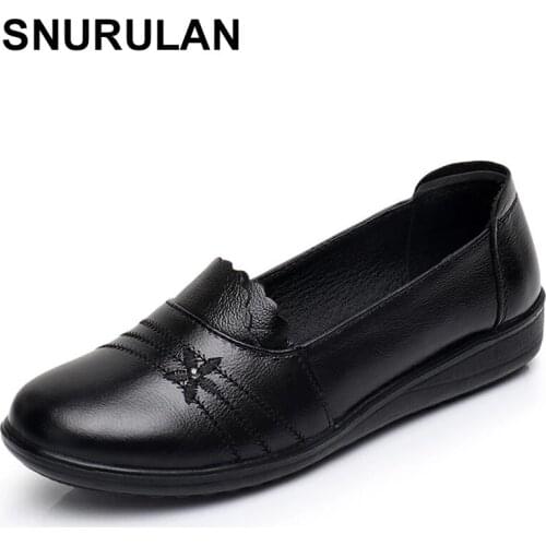 SNURULAN Genuine Leather Flats Ladies Loafers Big Size 41/42 Women Falts 2020 New Arrival Spring Female Casual Flats Woman Shoes