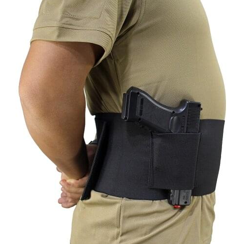 Tactical Belly Band Holster Concealed Carry Pistol Gun Pouch Under Cover Elastic Abdominal Stomach Band Pistol Holster