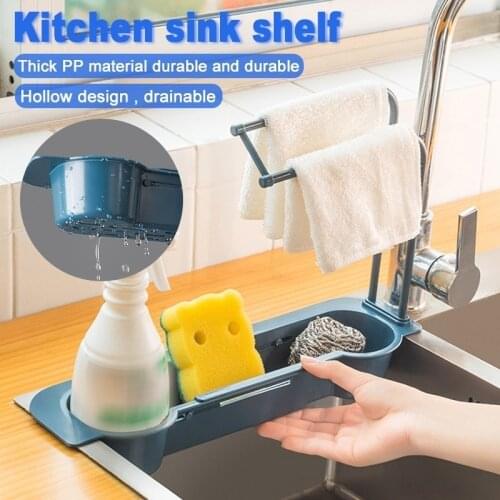 Telescopic Sink Hanging Storage Basket Expandable Drain Basket Sponge Soap Holder Drainer Sink Stand Kitchen Drain Organizer