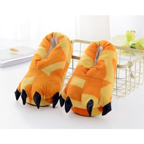 Soft Tiger Paw Animal Funny Slippers for Kids Homewear House Slipper Shoes Room Cotton Fabric Shoes Boys Winter Warm Shose