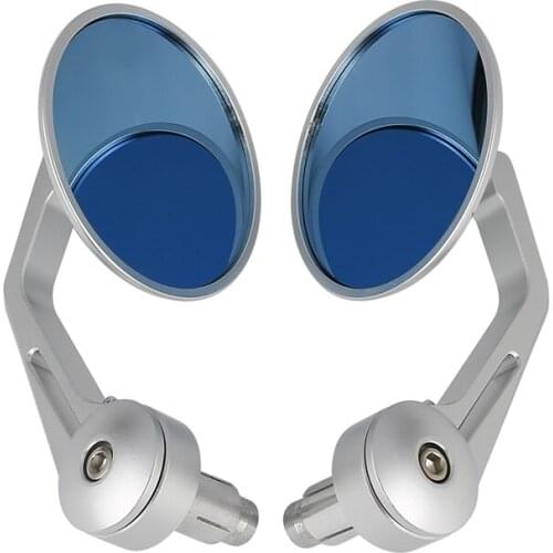 CNC Silver 7/8" 22mm Handle Bar End Rear View Mirrors For Kawasaki Honda Suzuki Bikes