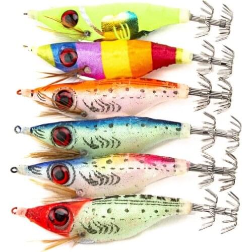 1pc 10cm Fishing Lure Big Eyes Wooden Clear Luminous Squid Prawn Lure Jigging Baits Squid Jigs Hook Lures New 2021