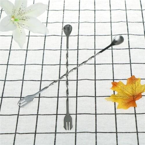 1pc Spiral Pattern Drink Mixer Shaker Spoon Stainless Steel Cocktail Bar Spoons Muddler Stirrer Stirring Twisted Mixing Spoon