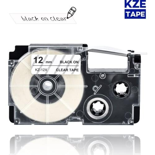 12mm Casio Black on Clear compatible label tapes XR12X XR 12X XR-12X for KL-60 typewriter KL-60SR KL120 EZ Label Maker