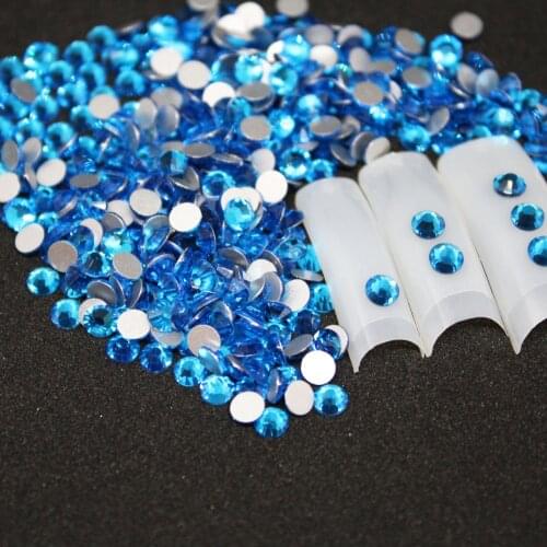 1440 pcs/Pack SS16-SS20 Capri Blue Nail Art Decorations Rhinestones For 3d Charm Glass Flatback Non Hotfix DIY Nails Decorations