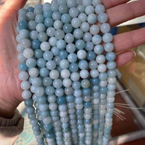 2 strands Amazonite Beads Blue Chalcedony Loose Beads Fashion Gemstone For 6-12mm