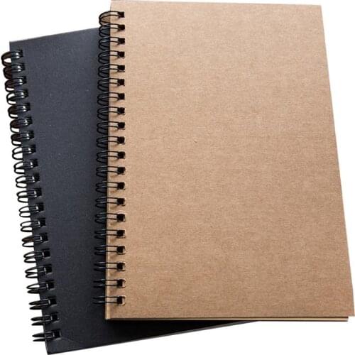 2pcs Vintage Kraft Paper Notebook DIY Spiral Coil Sketchbook Painting Drawing Notepad Notebook Stationery School Supplies Gift