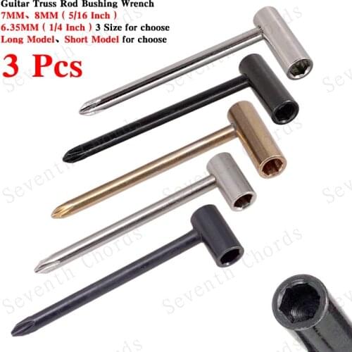 3Pcs Truss Rod Hex Bushing Pipe Wrench Keys Repair Tool for Bass Guitar - 7MM / 8MM ( 5/16 Inch ) / 6.35MM ( 1/4 Inch )