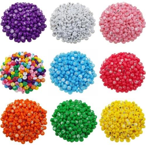 50PCS 10mm acrilico perline tonde piatte alfabeto branelli che fanno collana braccialetto fatto a mano fai da te