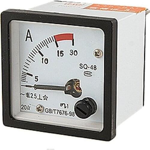 SQ48 Analog AC Current Panel Meter Ammeter 0-15A Gauge White + Black