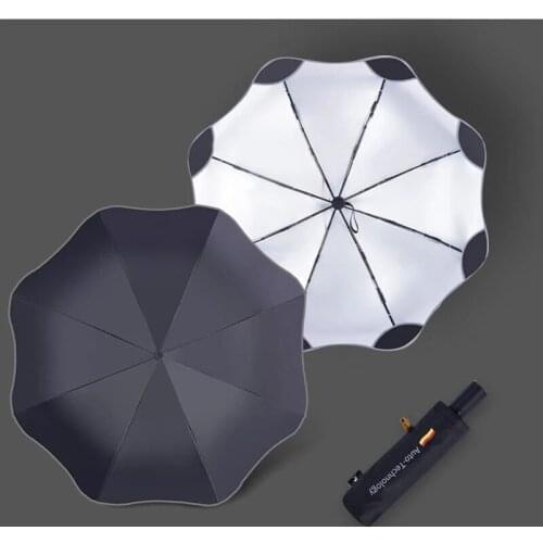 Anti-UV Full Automatic Business Umbrella 3 Folding Male Female Parasol Sun Umbrella Rain Women Windproof Luxury Umbrella For Men