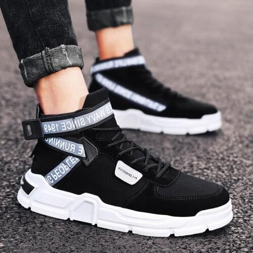 Large Size High Top Canvas Running Shoes Men Sneakers Men 2020 Sports Shoes Men Sport Shoes Male Black Athletic Basket GME-0276