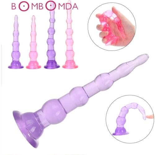 Erotic Jelly Dildo Anal Plug Anus Prostate Massage Butt Plug With Suction Cup No Vibrator Anal Bead Plug Sex Toy for Female Male