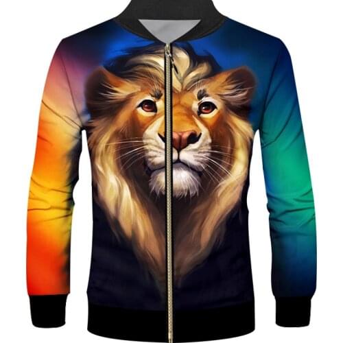 IFPD EU Size New Zipper Jackets 3D Lion Printed Large Size Costume Unisex Zipper Coat Animal Mens Fashion Streetwear Tracksuit