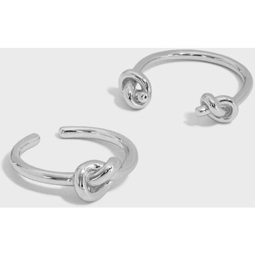 Korean S925 Sterling Silver Open Ring Finger Rings Women Chinese Knot Charm Midi Rings Engagement Female Rings Jewelry