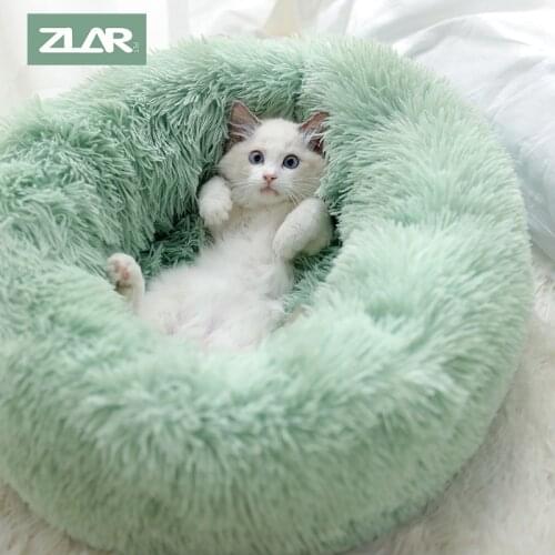 Dog Pet Bed Kennel Round Cat Winter Warm Dog House Sleeping Bag Long Plush Super Soft Pet Bed Puppy Cushion Mat Cat Supplies