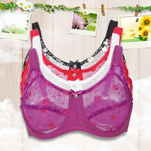 Lace Bralette Bras For Women Unlined Super Plus Size Transparent Sexy Lingerie Underwear 80 85 90 95 100 BCD DD EF