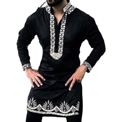 Summer Fashion Style African Men Long Sleeve Printing Shirts African Clothes for Men Dashiki Plus Size Shirts M-4XL