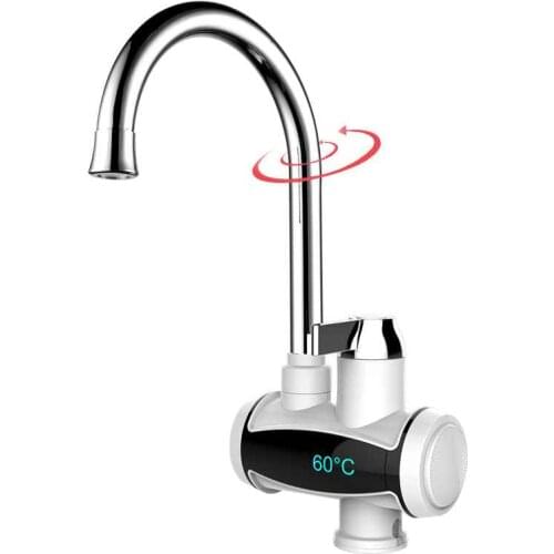 Instant Electric Heating Tap Faucet Kitchen Tankless Instantaneous Hot Water Heater Bathroom Temperature Display 3000W EU