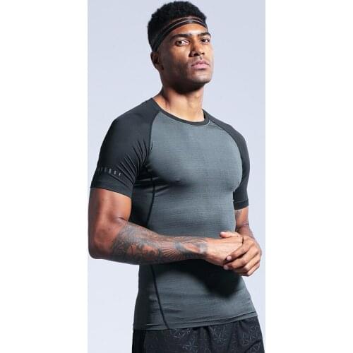 Gym Tshirt Men Compression Short Sleeve T-Shirts Fitness Tights Training Workout Tank Exercise Bodybuilding Dry Fit Shirt