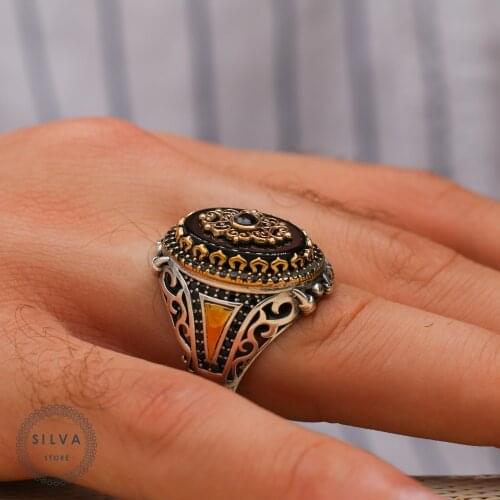 Agate Aqeeq 925 silver mens ring. Mens jewelry stamped with silver stamp 925 All sizes are available