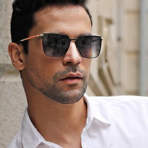 Male Polarized Gradient Square Sunglasses 2021 Fashion Luxury Brand Thin Metal Sun Glasses For Men Summer Driving UV400 Eyewear