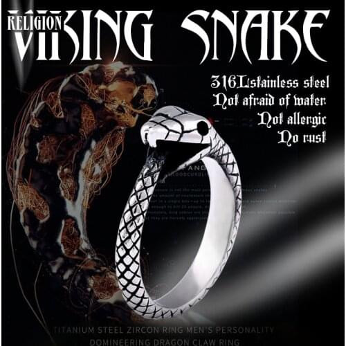 Beier 316L Stainless Steel Fashion Style nose viking scandinavian Snake head Ring for men and women jewelry Amulet Vintage LR655
