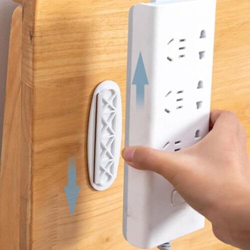 Wall-Mounted Sticker Punch-free Plug Fixer Home Self-Adhesive Power Organizer Strip Socket Wire Seamless Fixer Holder Cable M8F9
