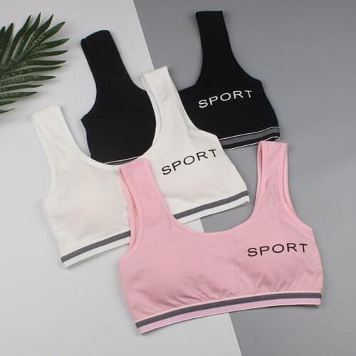 Cotton Girls Underwear Teenage Girls Training Bra Puberty Kids Sport Bras Breathable Full Cup Bra Vest Tube Tops for 8-16T Girl
