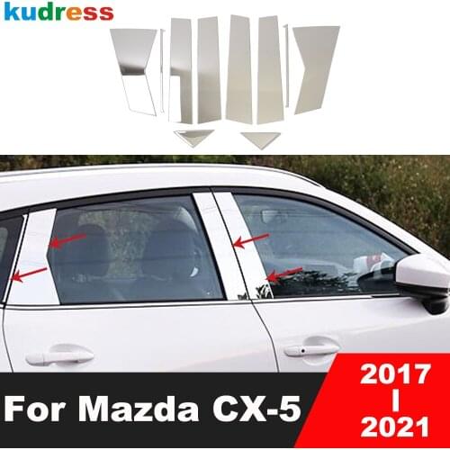 For Mazda CX-5 CX5 KF 2020 2017-2019 Stainless Steel Car Styling Center Pillars B + C Pillar Cover Trim Window Frame Accessories