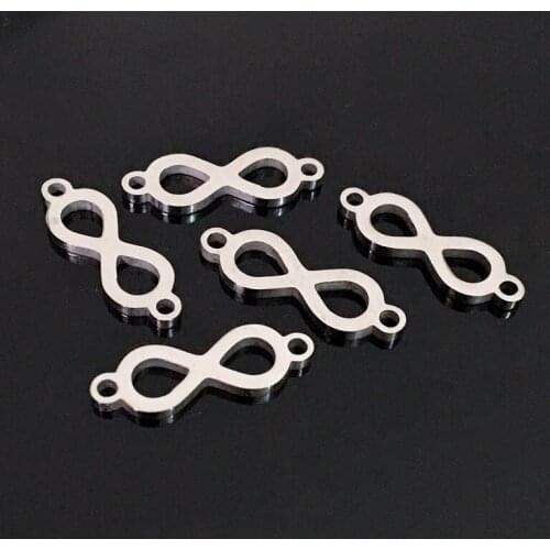 Stainless Steel Infinity Pendant Chain 8x20mm Beads DIY Bracelet Necklace Jewelry Making Leather Bracelet Handmade Charm Gift