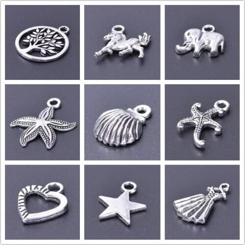 10pcs Starfish Pendant Charms For Jewelry Making Alloy Accessories Pentagram Heart Pendants Handmade Earrings Bracelets Supplies