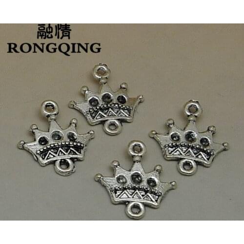RONGQING 300pcs/lot 15x14mm Crown antique alloy charm pendant Charms fit Bracelets & Necklaces DIY Jewelry