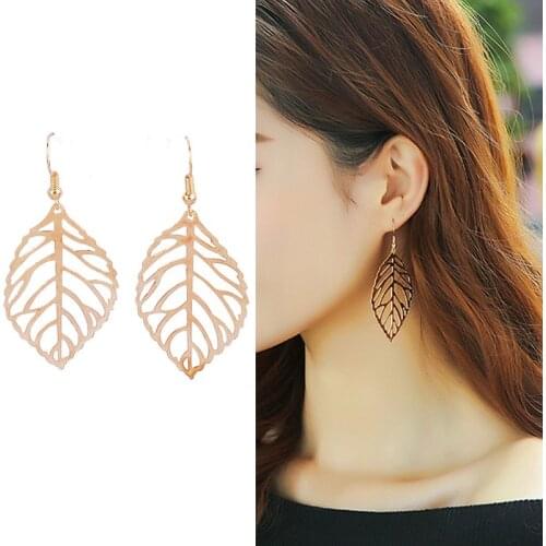 Earrings For Women Jewelry Boho Fashion Hanging Vintage Leaf Gold Piercing Geometry Aesthetic Accessories Teens Gift earring
