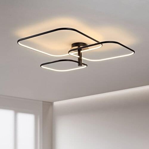 Black Or White Modern Simple LED Ceiling Light Surface Mount Square Panel Lamp For Dining Living Room Bedroom Lobby Kitchen Deco