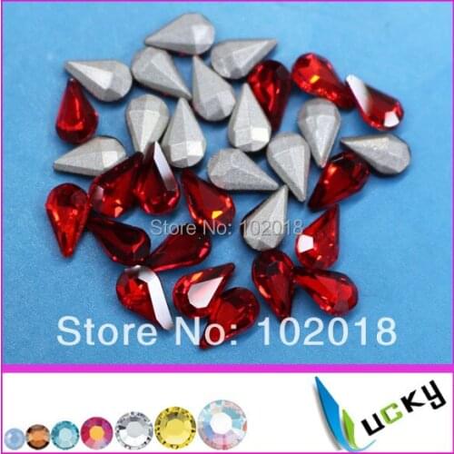 Slim Drop Shape Point back Rhinestones 6*10mm Red/Siam Color 200pcs/lot jewelry crystal freeshipping