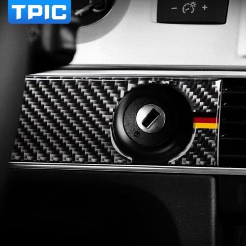 TPIC Interior Carbon Fiber Car Engine Start Stop Panel Trim Sticker Key Hole Frame Cover For audi a6 c5 c6 2005-2011 Accessories