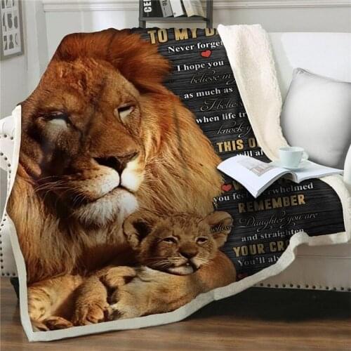 Comfortable Wrap Blanket cozy lions Letter To My Daughter Message Blankets Home textiles soft flannel bedding nap travel blanket