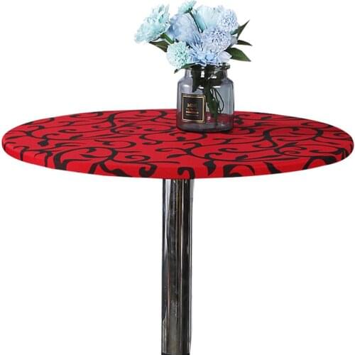 Elastic Table Cover Round Printed Stretch Tablecloth Dining Table Protector for Bar Wedding Party Table Cloth Decoration