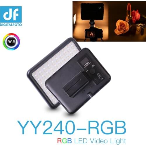 Video YY240 2500-8500K Dimming RGB LED Continuous Panel Light Background Light for Camera Camcorder Full Color with 10 Lighting
