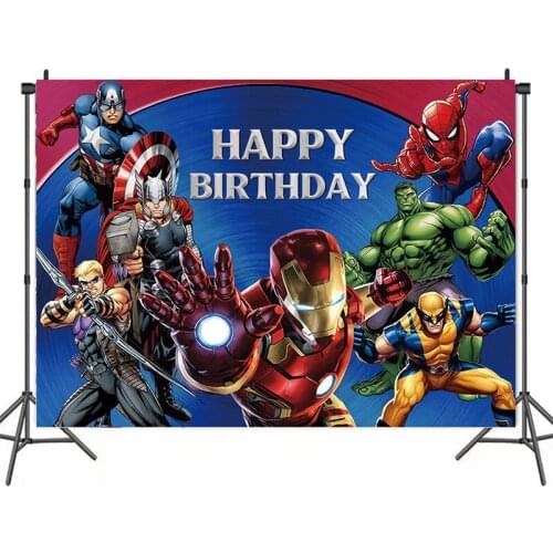 1Pcs 120*80cm Cartoon Vinyl Superhero Photography Backgrounds Cloth Photo Shootings Backdrop for Kid Birthday Party Decoration
