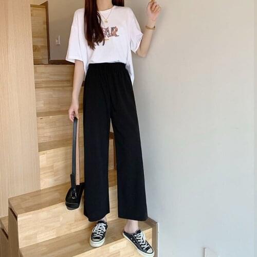 Vintage Straight Office Lady High Waist Long Pants Black Wide-Leg Pencil Pants Women Korean Loose Casual Plus Size Trouser